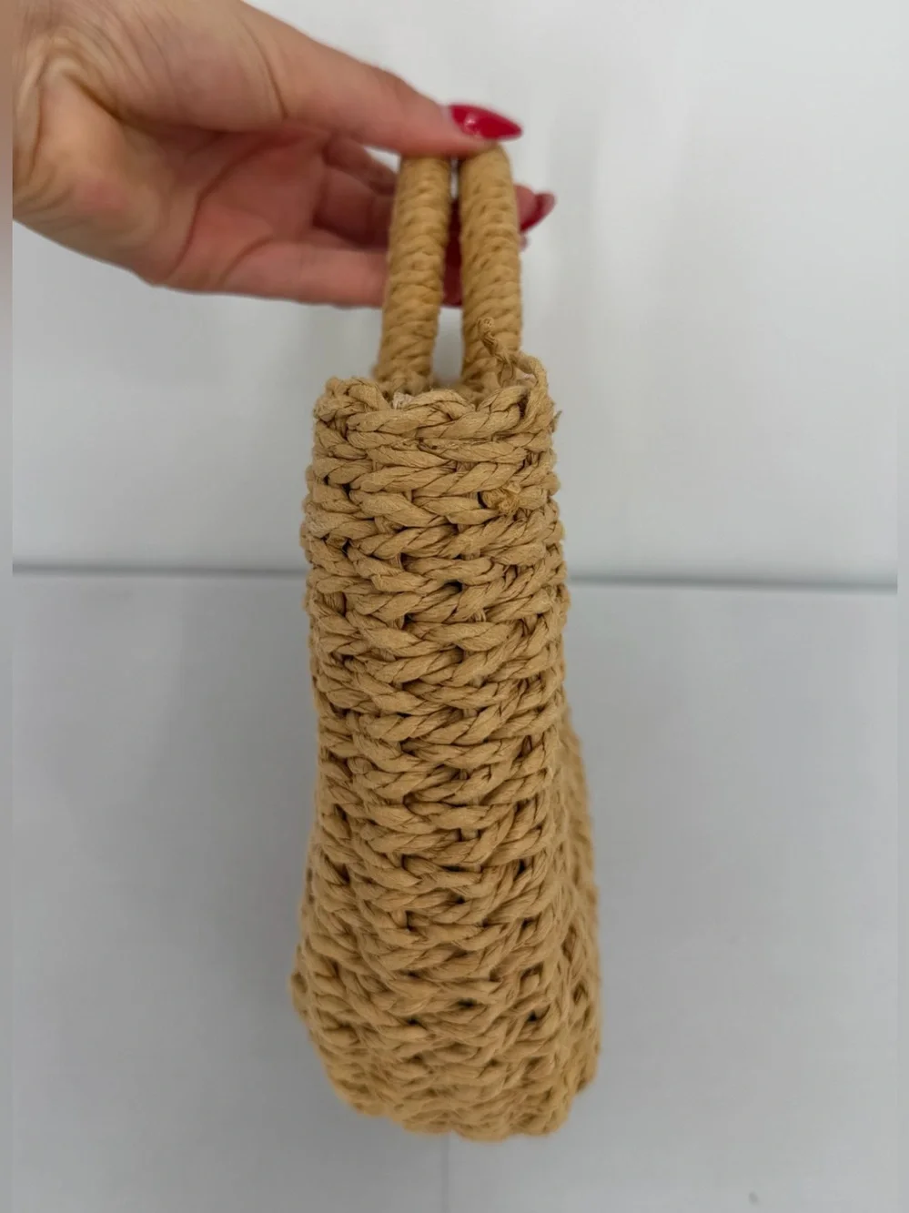 Tan Woven Straw Raffia small beach tote Crossbody Boho Resort vacation coastal